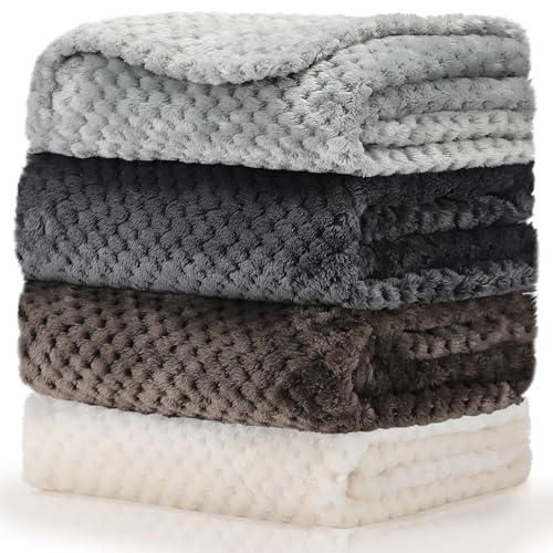 4 Pcs Baby Fuzzy Blanket Fluffy Baby Blanket for Boys and Girls Soft Warm Baby Receiving Blankets Fleece Nursery Bed Blanket Toddler Infant Newborn Flannel Receiving Blanket (Vintage Color) Frienda