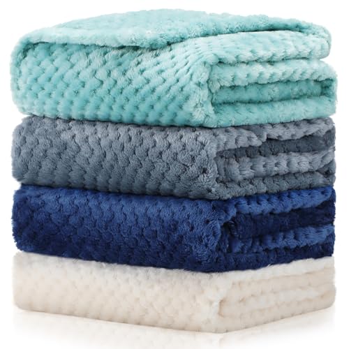 4 Pcs Baby Fuzzy Blanket Fluffy Baby Blanket for Boys and Girls Soft Warm Baby Receiving Blankets Fleece Nursery Bed Blanket Toddler Infant Newborn Flannel Receiving Blanket (Vintage Color) Frienda