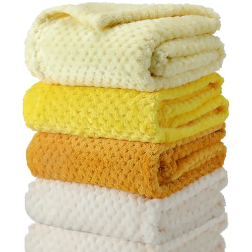 4 Pcs Baby Fuzzy Blanket Fluffy Baby Blanket for Boys and Girls Soft Warm Baby Receiving Blankets Fleece Nursery Bed Blanket Toddler Infant Newborn Flannel Receiving Blanket (Vintage Color) Frienda