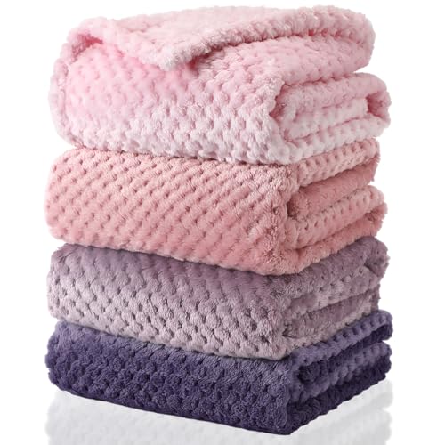 4 Pcs Baby Fuzzy Blanket Fluffy Baby Blanket for Boys and Girls Soft Warm Baby Receiving Blankets Fleece Nursery Bed Blanket Toddler Infant Newborn Flannel Receiving Blanket (Vintage Color) Frienda