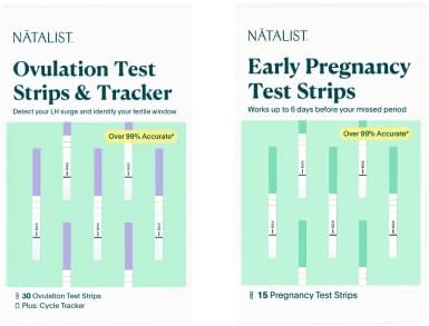 Набор тестов на овуляцию Natalist 30 карат и тест-полоски Natalist на беременность 15 карат для раннего обнаружения для женщин Набор четких и точных результатов NATALIST