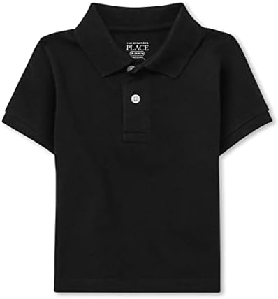 The Children's Place Baby Boys and Toddler Boys Short Sleeve Pique Polo, Black, 6-9 MONTHS The Children"s Place