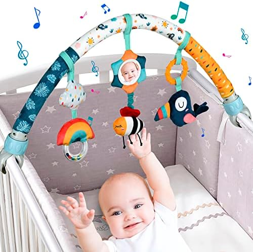 Игрушки-арки для детской коляски, мобиль для детской кроватки, съемные игрушки-арки с музыкальными животными с погремушками, пищалка-прорезыватель BB (Sky) SAMMAS