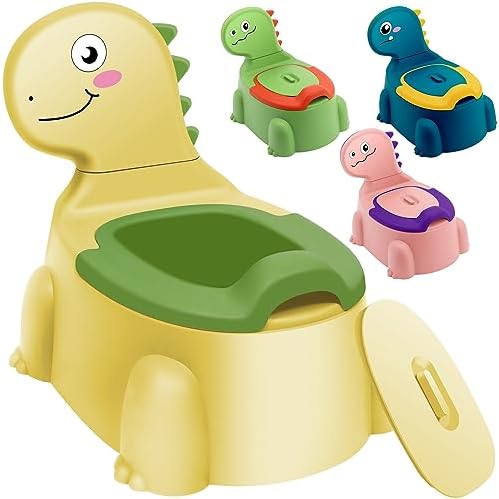 Сиденье для горшка, приучительный стульчик для горшка, горшок для малышей, мальчиков и девочек, горшок с динозавром для малышей, удобный детский туалет для детей 1–6 лет, детский туалет, горшок с животным для малышей с крышкой, тренажер для горшка сзади (‎Зеленый) Unseki