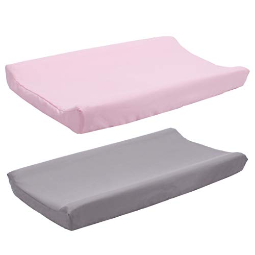 Belsden, 2 комплекта мягких чехлов для пеленания из микрофибры, с 2 продуманными отверстиями для ремней безопасности, прочный набор простыней для смены подгузников для маленьких девочек, 16 x 32 x 8 дюймов, светло-фиолетовый и розовый Belsden
