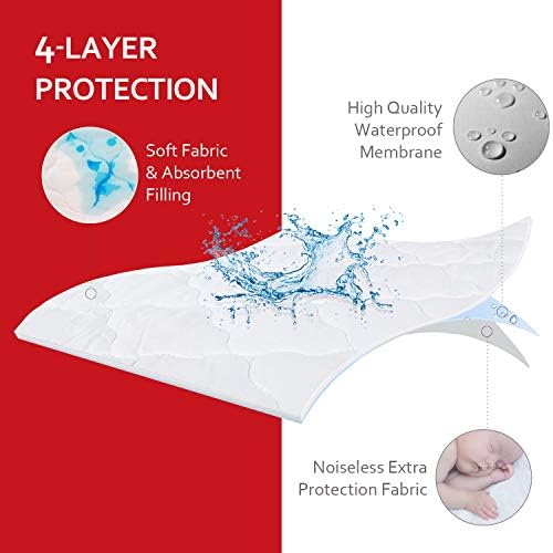 Pack and Play Mattress Pad Sheets Cover Waterproof 2 Pack, Soft Quilted Pack and Play Protector, 27" X 39" Fit Graco Pack and Play Crib Baby Portable Mini Cribs and Foldable Mattresses Pad Moonsea