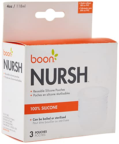 Boon, Многоразовый сменный силиконовый чехол NURSH, кормление без воздуха, от 3 месяцев и старше, 8 унций (3 шт. в упаковке) Boon