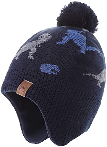 LMLALML зимняя шапка для мальчиков, вязаная шапка-ушанка для детей, теплая утолщенная шапка на флисовой подкладке для ребенка LMLALML