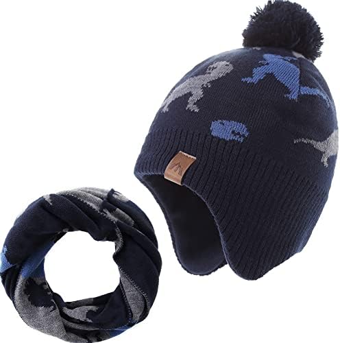 LMLALML зимняя шапка для мальчиков, вязаная шапка-ушанка для детей, теплая утолщенная шапка на флисовой подкладке для ребенка LMLALML