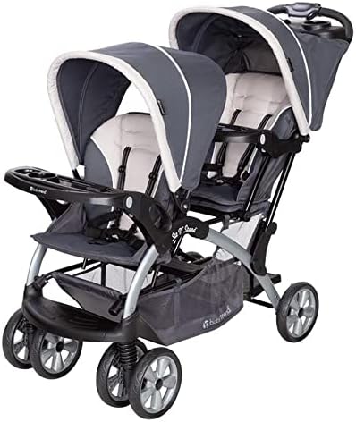 Baby Trend Sit N Stand Easy Fold Travel Двойная детская коляска и 2 одинарных детских автокресла Система путешествий с ремнями безопасности и чехлом, Magnolia Baby Trend