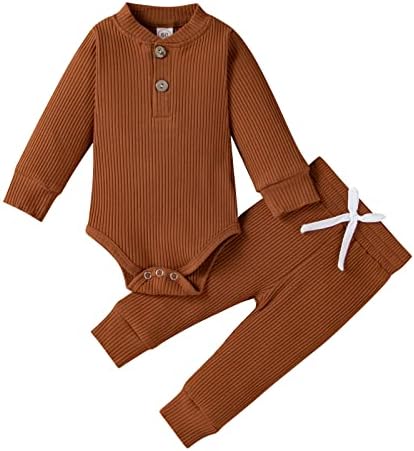 Осенняя одежда для новорожденных девочек и мальчиков, одежда для детей 3, 6, 12, 18, 24 месяцев, вязаный хлопковый комбинезон с длинными рукавами и штаны, зимние комплекты для младенцев Bmnmsl