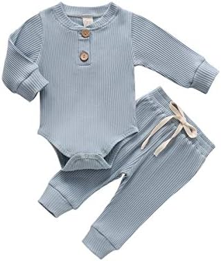 Осенняя одежда для новорожденных девочек и мальчиков, одежда для детей 3, 6, 12, 18, 24 месяцев, вязаный хлопковый комбинезон с длинными рукавами и штаны, зимние комплекты для младенцев Bmnmsl