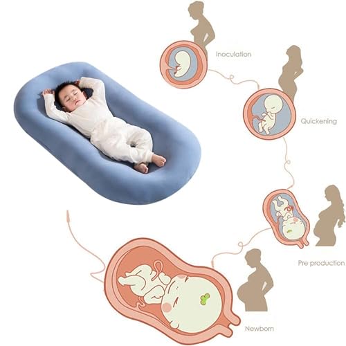Детский шезлонг 0–24 месяцев, шезлонг Snuggle Me для ребенка, шезлонг для новорожденных, детский шезлонг для новорожденных, дышащая подушка из мягкого органического хлопка для младенцев (синий детский шезлонг) Lucakuins