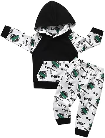 Одежда для маленьких мальчиков, толстовка с принтом динозавра, топы + брюки, спортивный костюм, наряды Quamicy