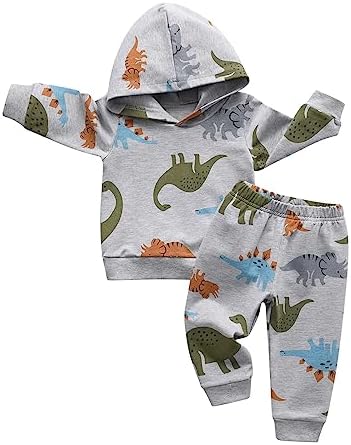 Одежда для маленьких мальчиков, толстовка с принтом динозавра, топы + брюки, спортивный костюм, наряды Quamicy