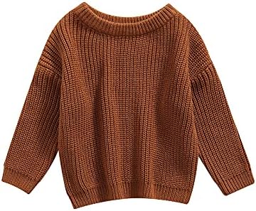 Karwuiio вязаный свитер для маленьких девочек и мальчиков, пуловер с круглым вырезом, пуловер с длинными рукавами, осенне-зимняя одежда Karwuiio