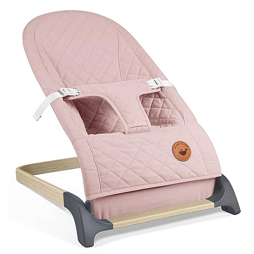 ANGELBLISS Детский шезлонг, портативный шезлонг для младенцев, надувное сиденье для младенцев с сетчатой тканью, естественные вибрации (абрикос) ANGELBLISS