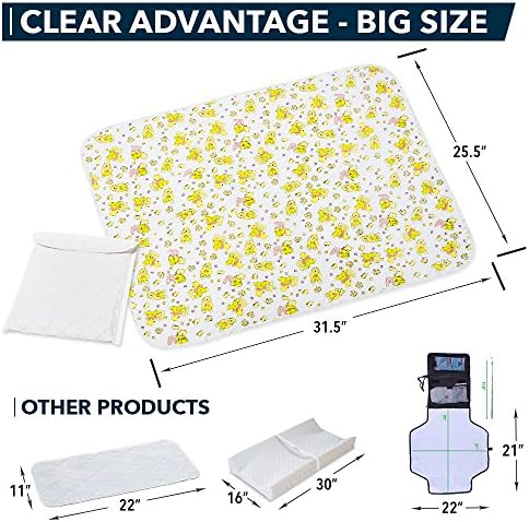 Baby Changing Mat - 31,5 x 25,5 inch Waterproof Portable Travel Changing Pad - Wipeable Liners with Reinforced Double Seams - Change Diaper On The Go - Foldable Large Baby Nappy Changer Mat BABY LOOVI