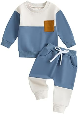 Одежда для маленьких мальчиков, комплект из брюк 6, 12, 18, 24 м, контрастный свитшот с длинными рукавами, осенне-зимняя одежда для малышей MA&BABY