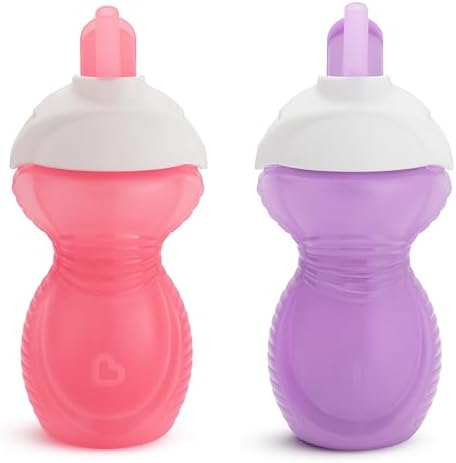 Munchkin® Click Lock™ соломенная чашка-поильник для малышей, 9 унций, 2 шт., розовый/фиолетовый Munchkin