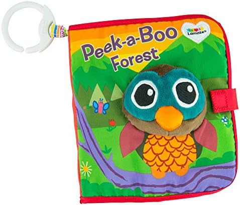 Мягкая детская книжка Lamaze Peek-A-Boo Forest – Тканевая книжка с клипсой – Моющиеся страницы из мнущейся ткани для сенсорных игр – Игрушки для прорезывания зубов и обучающие игрушки для малышей – от 6 месяцев и старше Lamaze