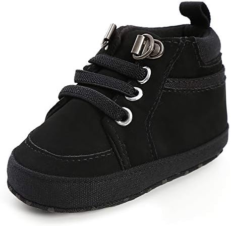 SOFMUO Baby Boys Girls High Top Ankle PU Leather Sneakers Soft Rubber Sole Infant Moccasins Newborn Oxford Loafers Anti-Slip Toddler Wedding Uniform Dress Shoes SOFMUO