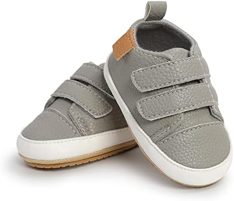 SOFMUO Baby Boys Girls High Top Ankle PU Leather Sneakers Soft Rubber Sole Infant Moccasins Newborn Oxford Loafers Anti-Slip Toddler Wedding Uniform Dress Shoes SOFMUO