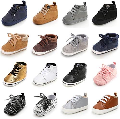 SOFMUO Baby Boys Girls High Top Ankle PU Leather Sneakers Soft Rubber Sole Infant Moccasins Newborn Oxford Loafers Anti-Slip Toddler Wedding Uniform Dress Shoes SOFMUO