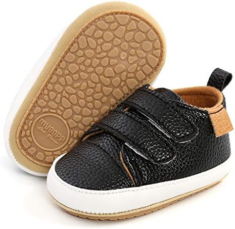 SOFMUO Baby Boys Girls High Top Ankle PU Leather Sneakers Soft Rubber Sole Infant Moccasins Newborn Oxford Loafers Anti-Slip Toddler Wedding Uniform Dress Shoes SOFMUO