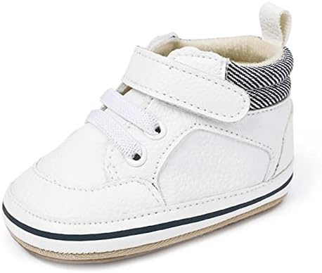 SOFMUO Baby Boys Girls High Top Ankle PU Leather Sneakers Soft Rubber Sole Infant Moccasins Newborn Oxford Loafers Anti-Slip Toddler Wedding Uniform Dress Shoes SOFMUO