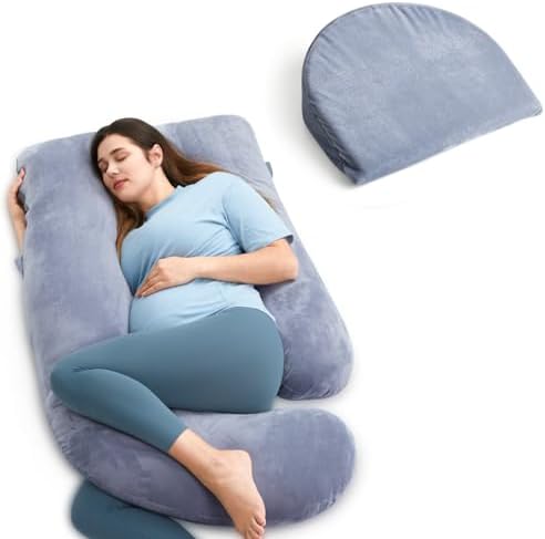 Momcozy U-образные подушки для беременных всего тела с портативной V-образной подушкой на танкетке для беременных для поддержки живота, бархатные, серые Momcozy