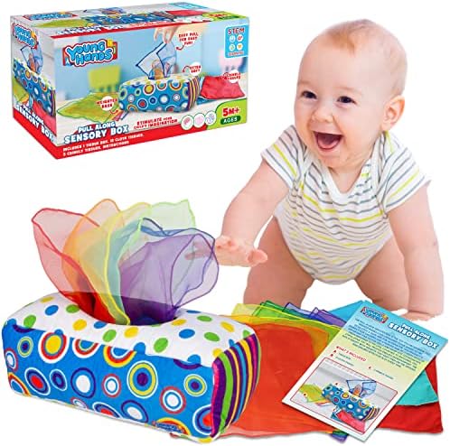 Сенсорная коробка для детских салфеток — игрушка Монтессори для младенцев и малышей Коробка для салфеток, обучающие игрушки на 5 месяцев + развивающие игрушки STEM для малышей (большие) Creative Kids