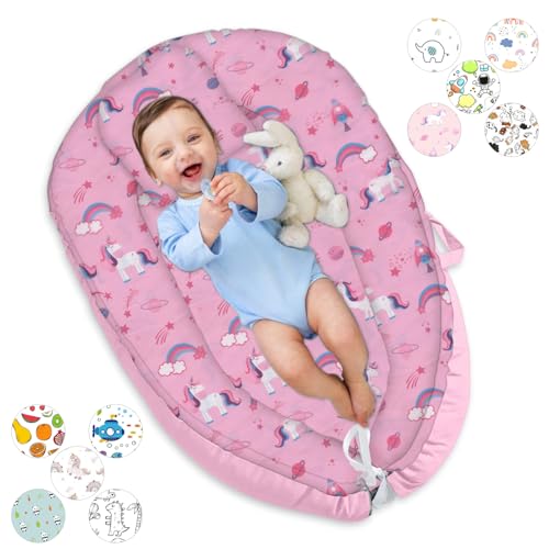 Чехол на подушку для новорожденных Baby Nest, мягкий 100% хлопок, дышащий портативный детский шезлонг для детей от 0 до 24 месяцев, регулируемый моющийся чехол на спальную кровать, напольное сиденье для путешествий (слон) Beyoik