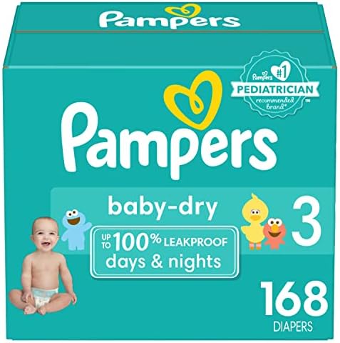 Pampers Baby Dry Diapers - Size 3, 168 Count, Absorbent Disposable Diapers Pampers