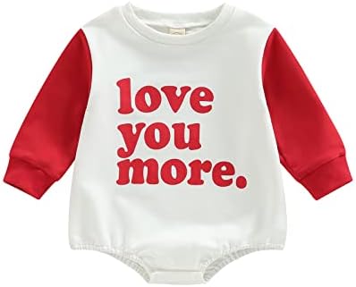 Amiblvowa для маленьких мальчиков и девочек, пуловер большого размера с круглым вырезом, свитшот, комбинезон с пузырьками, наряд для новорожденных на День Святого Валентина Amiblvowa