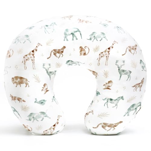GRSSDER Nursing Pillow Cover Stretchy Minky Removable Nursing Covers for Breastfeeding Pillows, Ultra Soft Comfortable Slipcover for Boy and Girls, Stylish Pretty Dinosaur GRSSDER