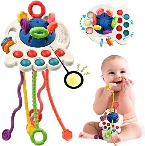 AiTuiTui Сенсорные детские игрушки Монтессори от 6 до 12 месяцев, дорожные игрушки для малышей от 1 до 2 лет, подарки на день рождения для мальчиков и девочек, мягкие веревочки, обучающие игрушки для ванны для младенцев от 9 до 18 месяцев AiTuiTui