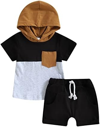 TheFound/летние комплекты одежды из 2 предметов для маленьких мальчиков, топ на бретелях с капюшоном, полосатые шорты, милый домашний наряд для новорожденного мальчика TheFound