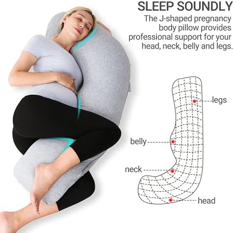 Подушки для беременных Momcozy J в форме со сменным чехлом, подушка для беременных, мягкая подушка для беременных для поддержки головы, шеи, живота, серая Momcozy