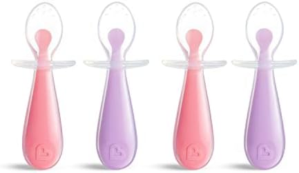 Тренировочные ложки Munchkin® Silicone Scoop™ с дроссельной заслонкой для отлучения ребенка от груди, 4 штуки, розовый/фиолетовый Munchkin