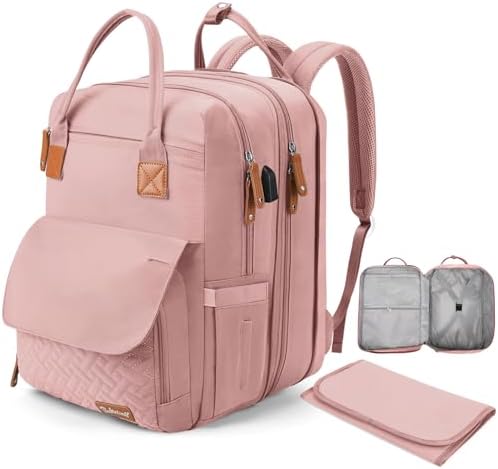 Рюкзак для детских подгузников Bakeling 16 в 1, многофункциональный дорожный рюкзак для двух подгузников с портативной пеленальной подушкой и USB-портом для зарядки — идеально подходит для подарка ребенку (большая емкость 35 л / 2 места), черный Bakeling