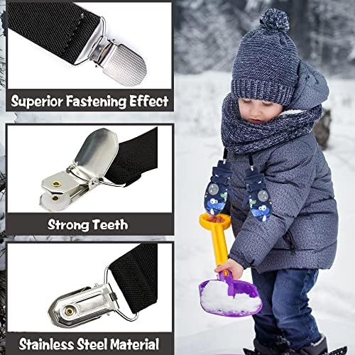 DOOVID Glove Clips Kids Toddler Winter Mitten Clips Stainless Steel Elastic Strap Gloves Clips Babys Adults DOOVID