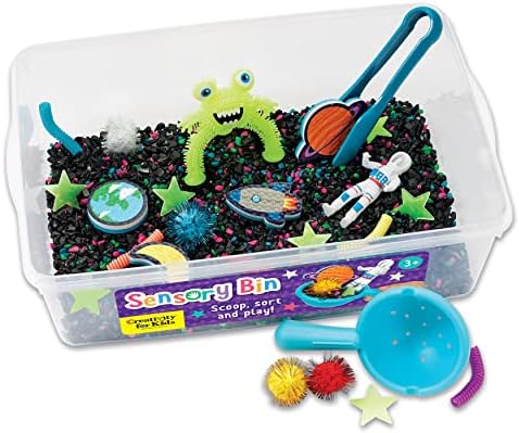 Сенсорная корзина «Творчество для детей»: космические игрушки — сенсорные игрушки для дошкольников и малышей, детские подарки для мальчиков и девочек в возрасте от 3 до 5 лет, 10,25 x 14,5 x 4,75 дюйма Creativity for Kids