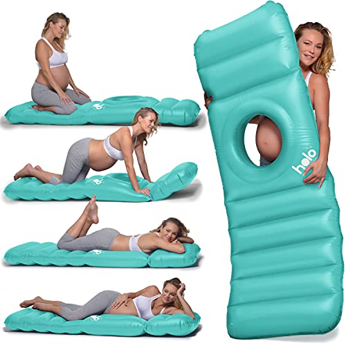 HOLO Оригинальная надувная подушка для беременных — надувная кровать для беременных с отверстием для живота — для максимальной поддержки и комфорта во время сна — попрощайтесь с болями, связанными с беременностью (персик) HOLO