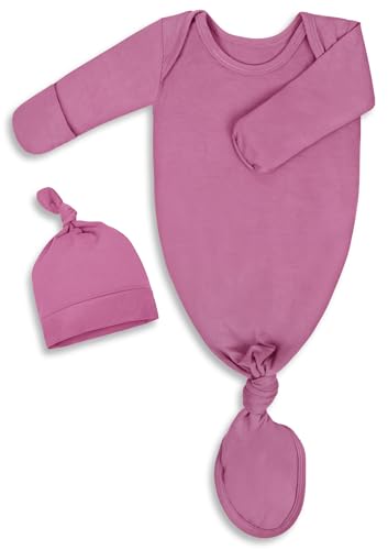 Mikccer, вязаный халат для новорожденных от 0 до 6 месяцев, супермягкие дышащие ночные рубашки для девочек и мальчиков, комплект для новорожденных девочек, возвращающихся домой, в больничную одежду с комплектом шапочек, роза Mikccer