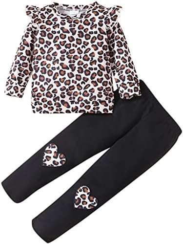 RETSUGO комплект из 2 предметов для девочек, комплект из футболки и леггинсов с леопардовым принтом для маленьких девочек, школьная одежда, одежда для девочек, осенние комплекты RETSUGO
