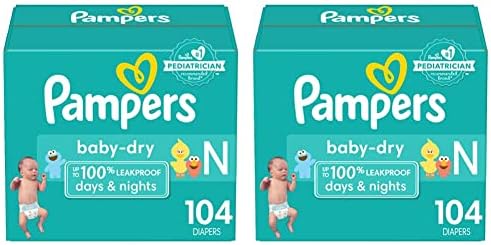 Подгузники Pampers Baby Dry, размер 0/для новорожденных, 104 шт. (2 шт. в упаковке) Pampers