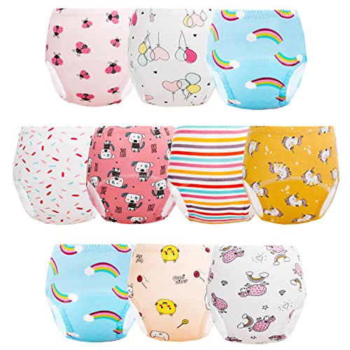Штаны для приучения к горшку для девочек JackLoveBriefs, тренировочное нижнее белье с дизайном для малышей (10 упаковок, красный, 3–4 года, м) JackLoveBriefs