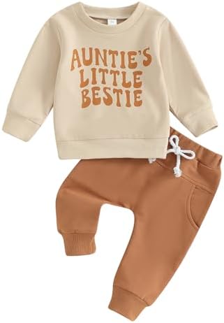 Одежда Chloefairy для маленьких мальчиков и девочек, свитшот Aunties Little Bestie, топ, штаны для бега, комплект из 2 предметов, осенне-зимняя одежда Chloefairy