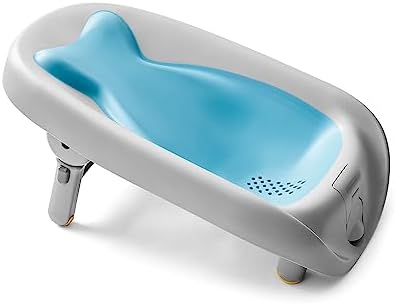 Skip Hop Baby Bath Tub, Moby Recline and Rinse & Baby Bath Rinse Cup, Moby Tear-Free Waterfall Rinser, Blue Skip Hop